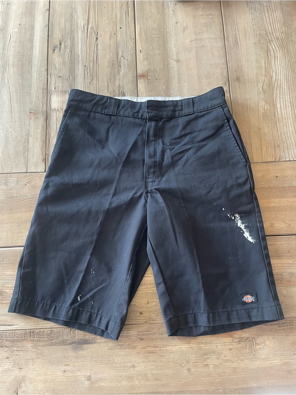 Distressed Dickies Black Men’s Flat Front Work Shorts